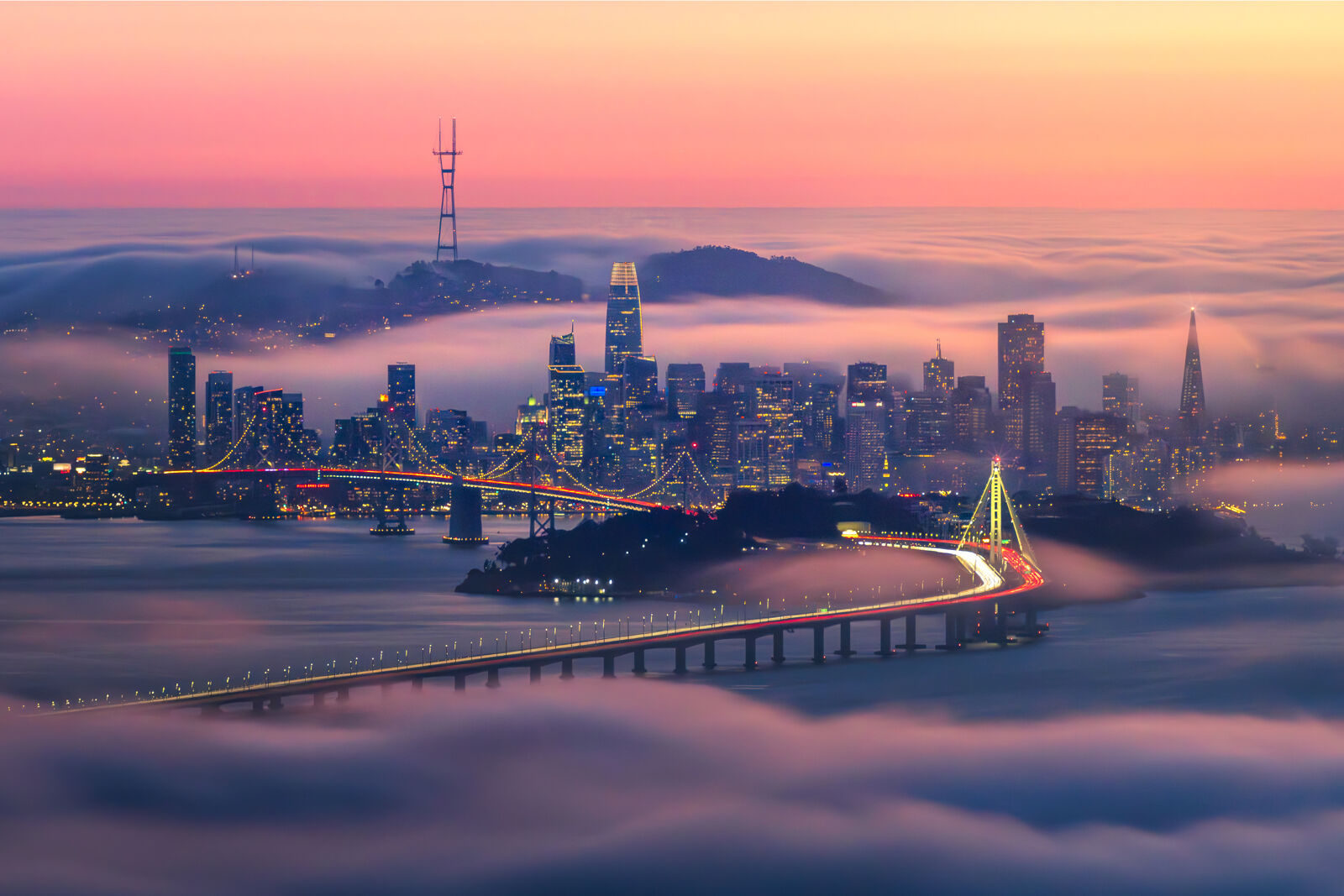 San Francisco — possibily one of the world's most spectacular cities — sandwiched in fog